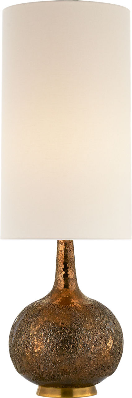 Hunlen Table Lamp in Chalk Burnt Gold with Linen Shade