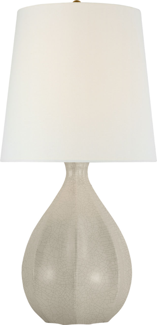 Rana Large Table Lamp in Bone Craquelure with Linen Shade