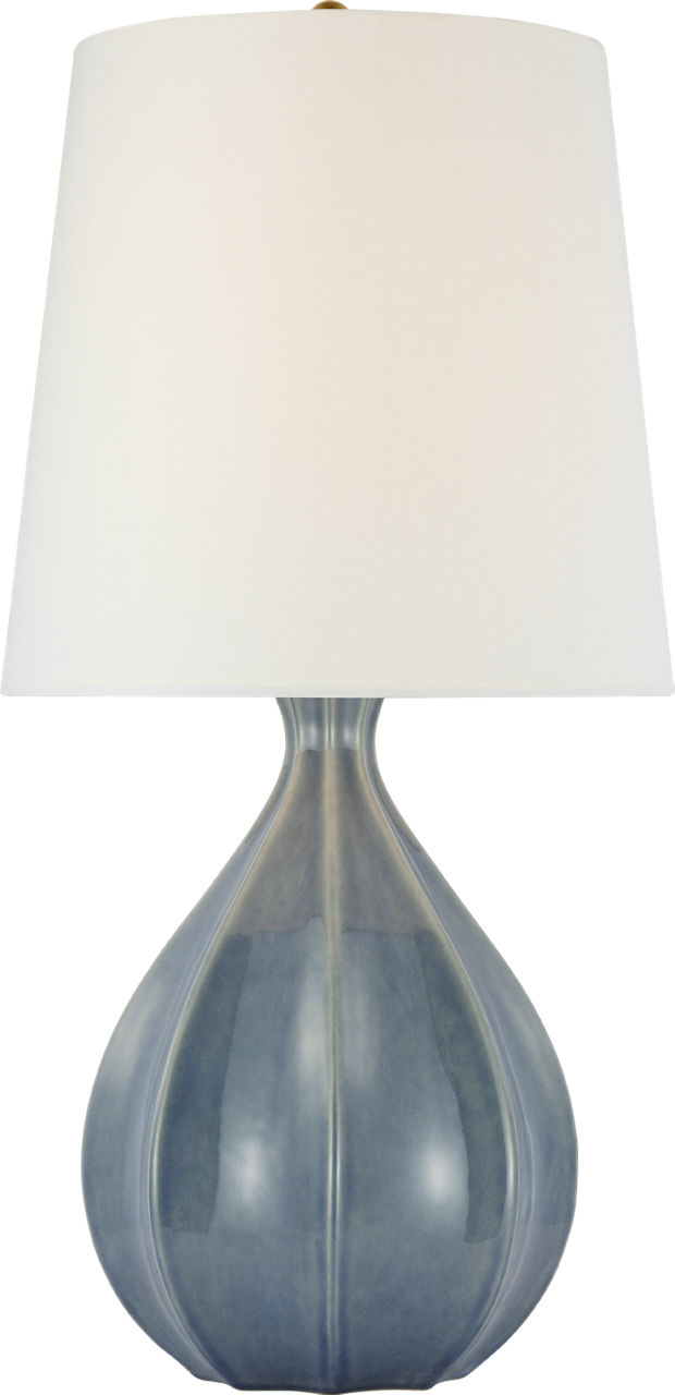 Rana Large Table Lamp in Polar Blue Crackle with Linen Shade