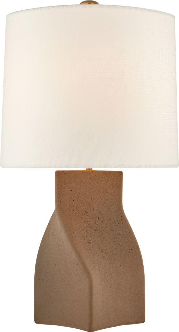 Claribel Large Table Lamp in Canyon Brown with Linen Shade