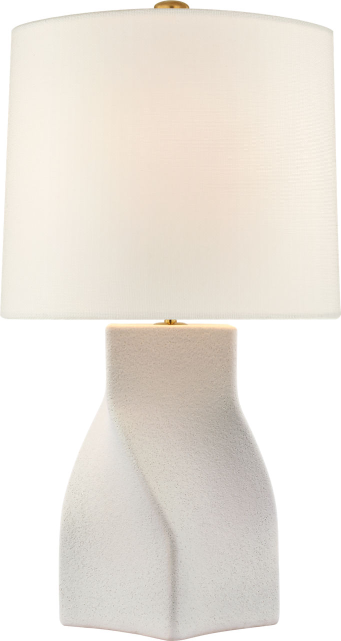 Claribel Large Table Lamp in Porous White with Linen Shade