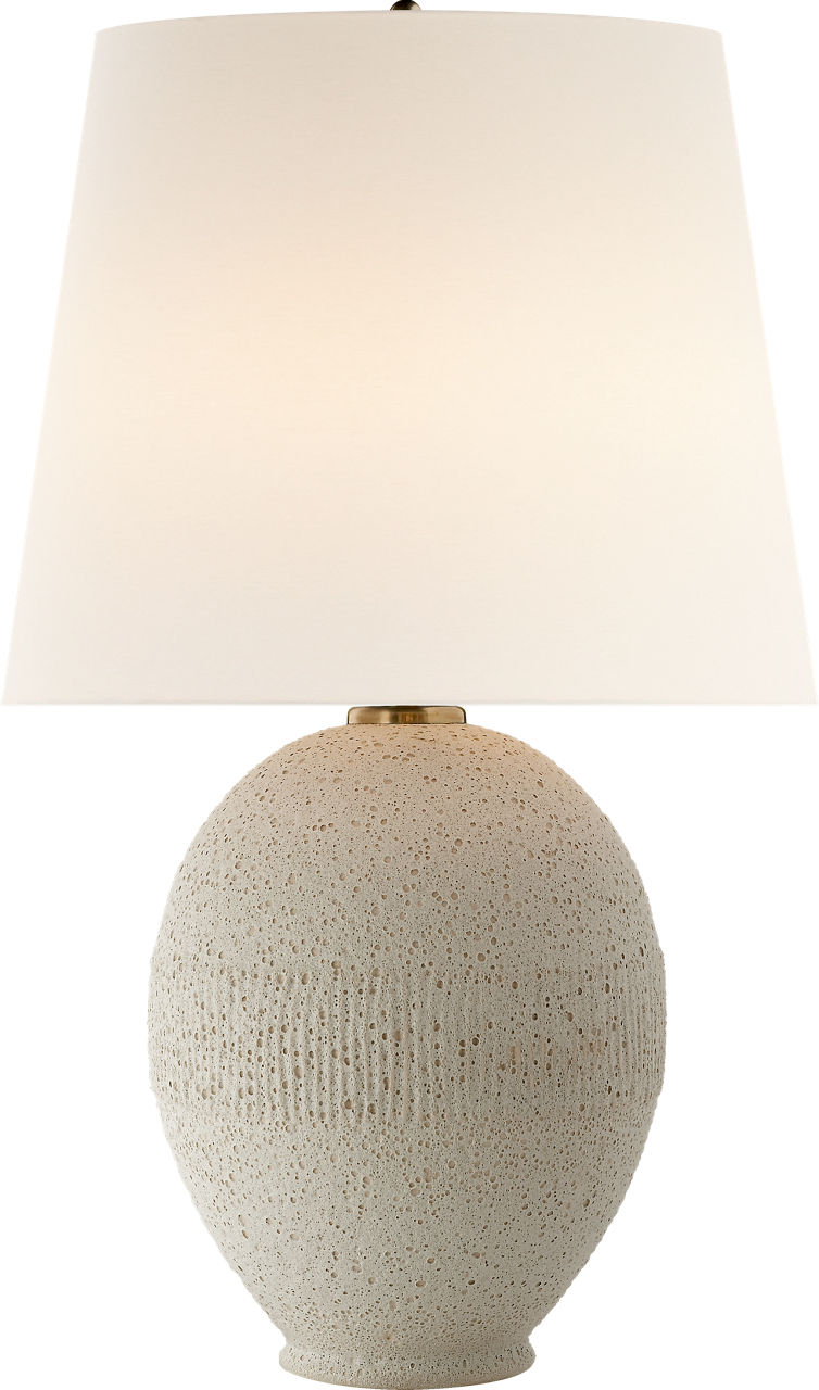 Toulon Table Lamp in Volcanic Ivory with Linen Shade