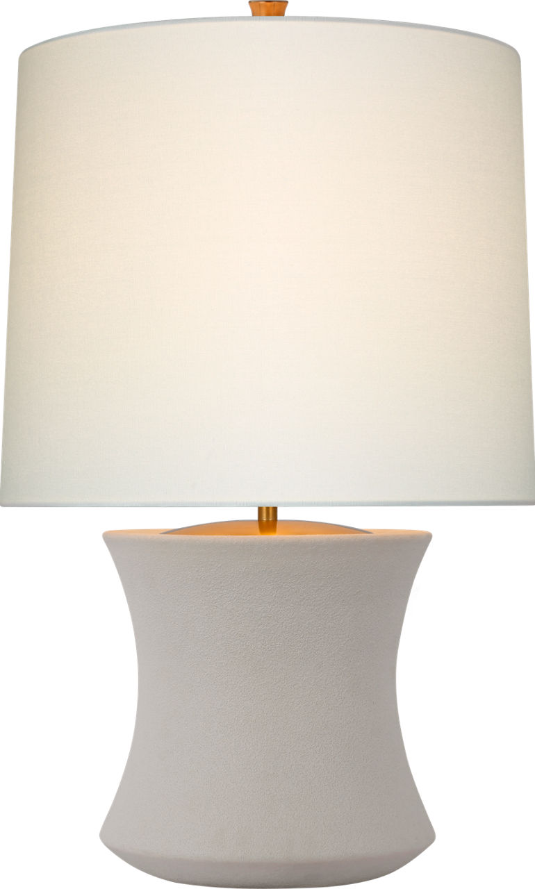 Marella Accent Lamp in Porous White with Linen Shade