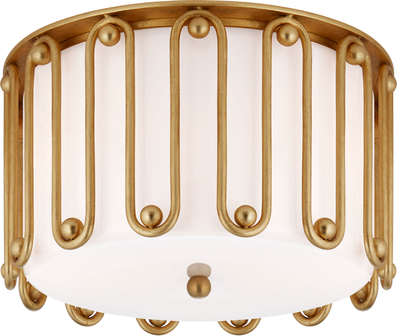 Molene Medium Flush Mount in Gild with White Glass