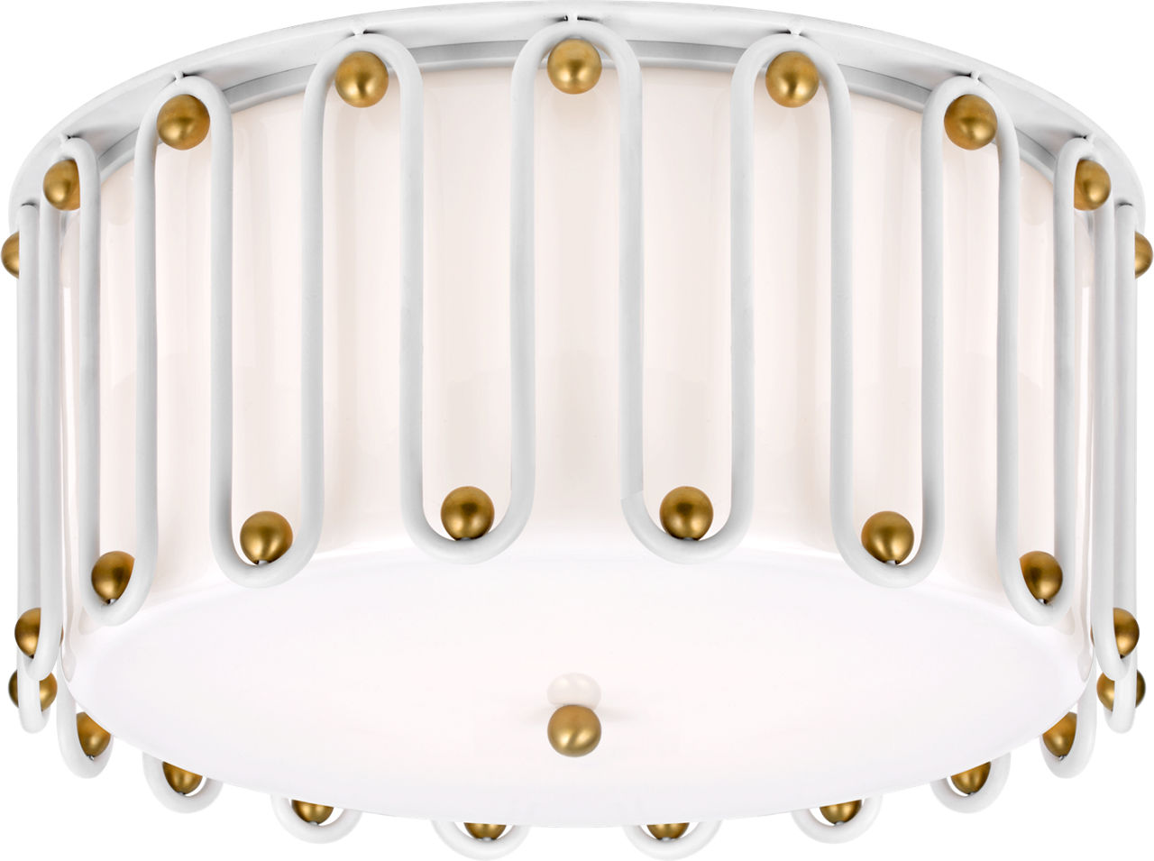 Molene Large Flush Mount in White and Gild with White Glass