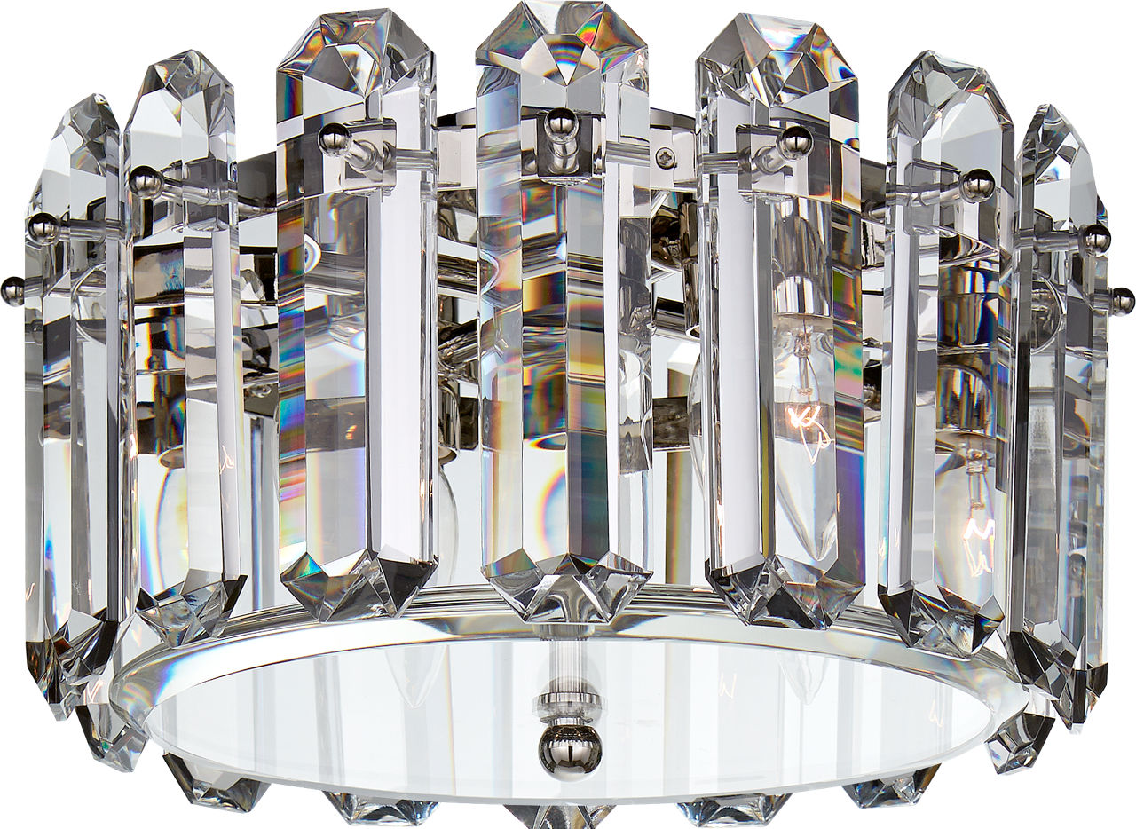 Bonnington Small Flush Mount in Polished Nickel with Crystal