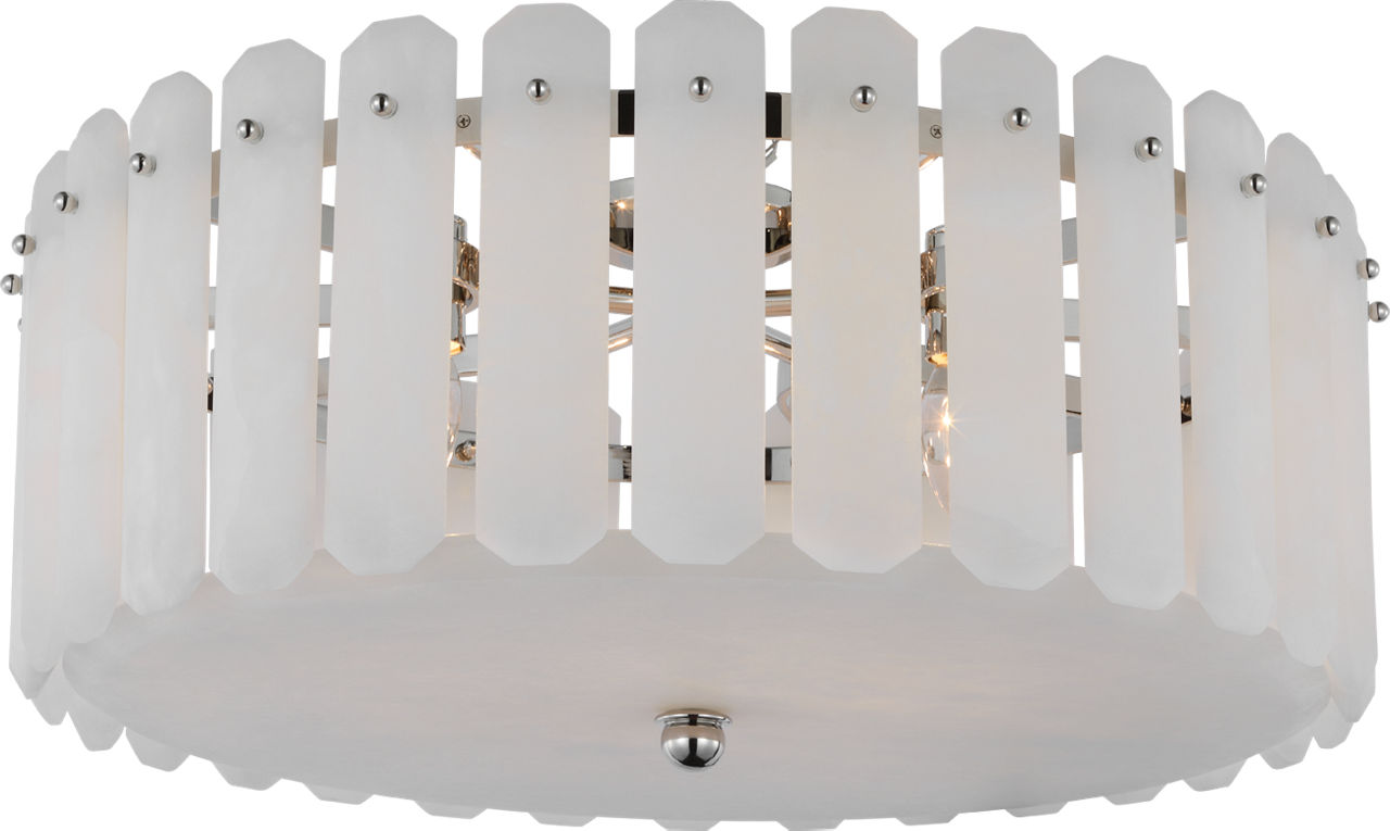 Bonnington Large Flush Mount in Polished Nickel with Alabaster