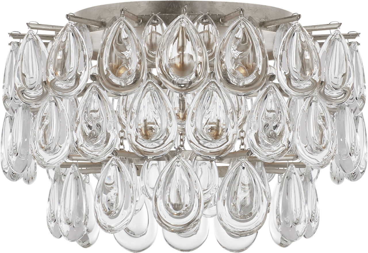 Liscia Small Flush Mount in Burnished Silver Leaf with Crystal