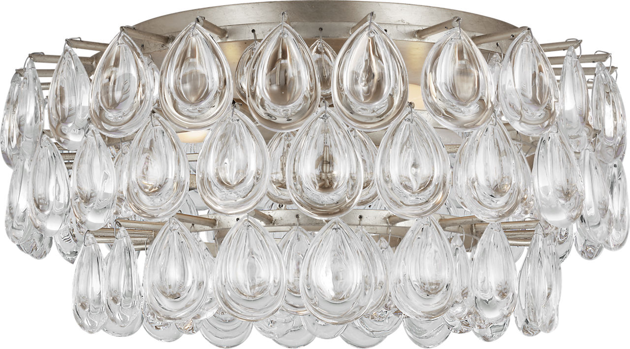 Liscia Medium Flush Mount in Burnished Silver Leaf with Crystal
