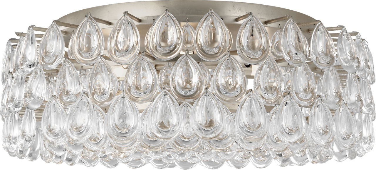 Liscia Large Flush Mount in Burnished Silver Leaf with Crystal