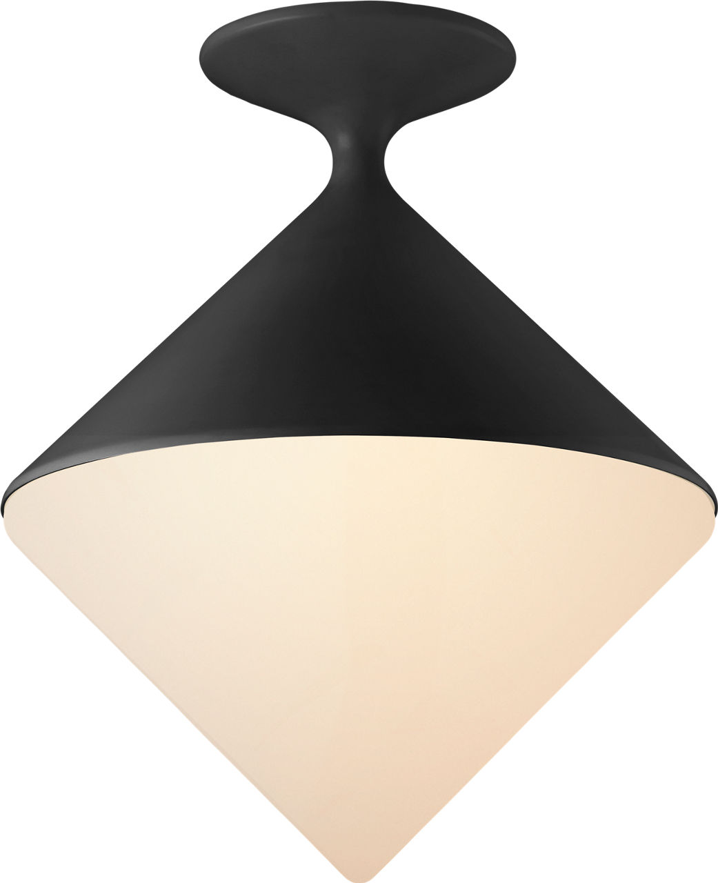 Sarnen Small Flush Mount in Matte Black with White Glass