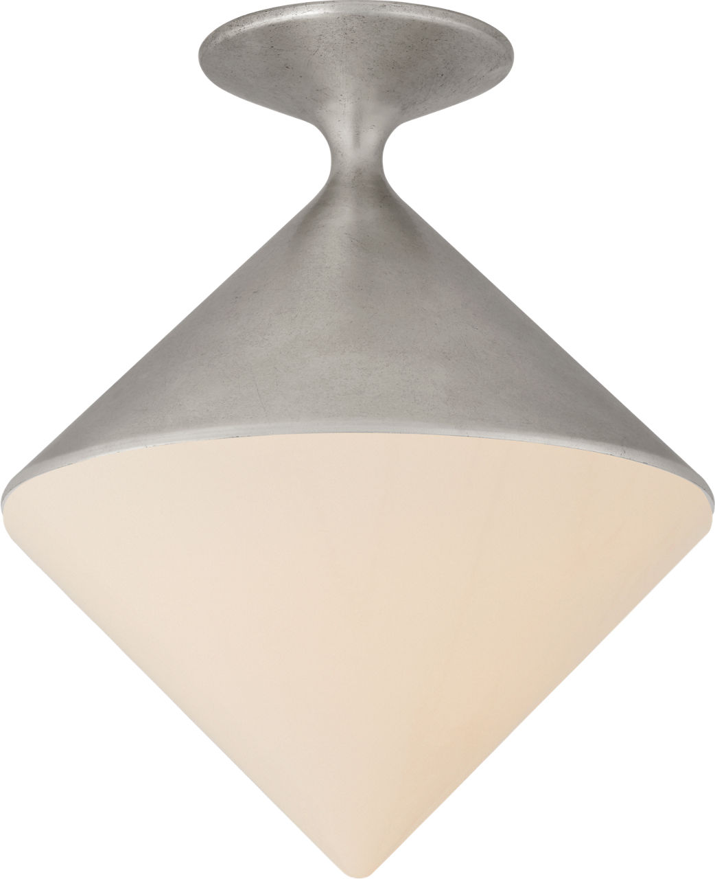 Sarnen Small Flush Mount in Burnished Silver Leaf with White Glass