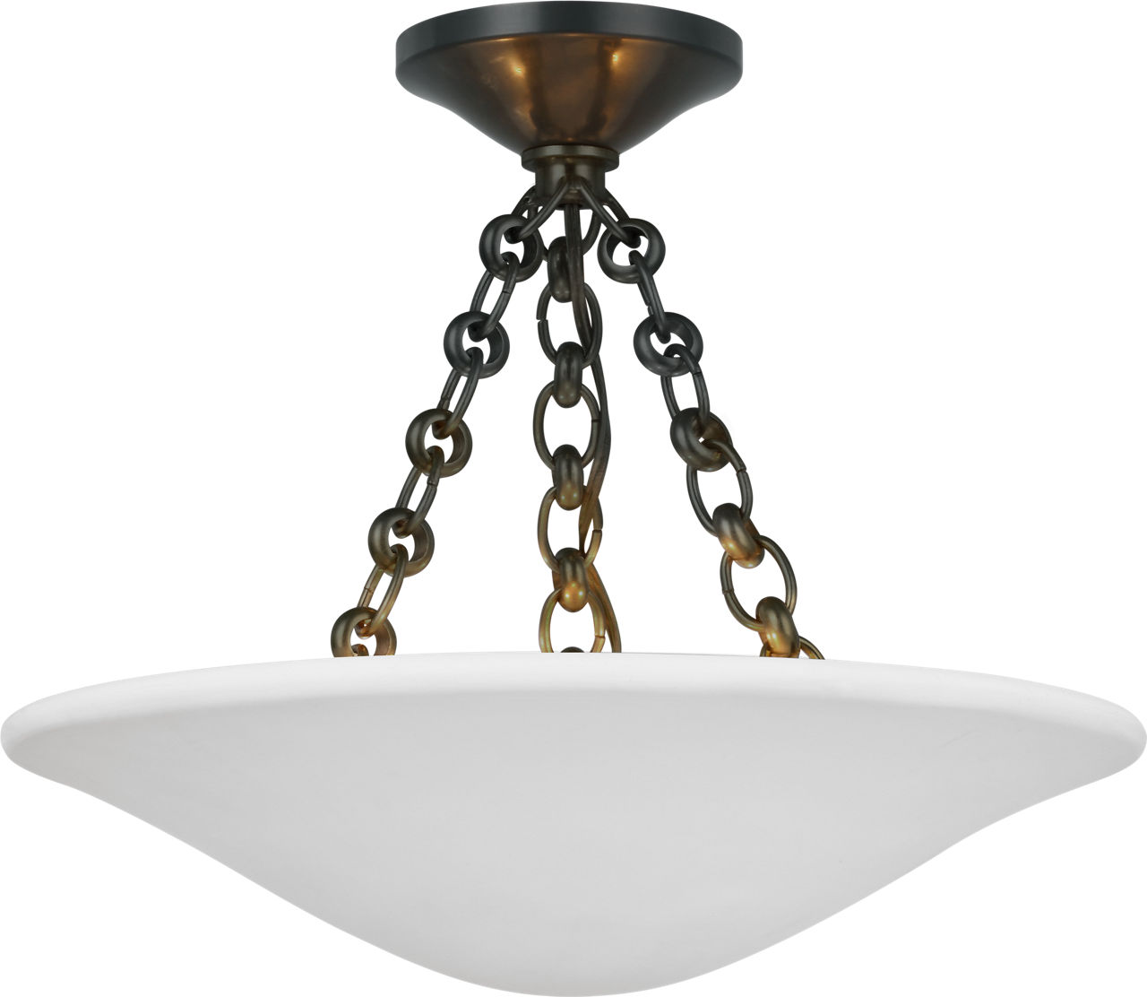 Mollino 16" Semi Flush Mount in Bronze with Plaster White Shade