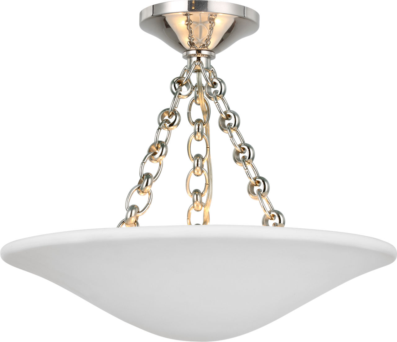 Mollino 16" Semi Flush Mount in Polished Nickel with Plaster White Shade