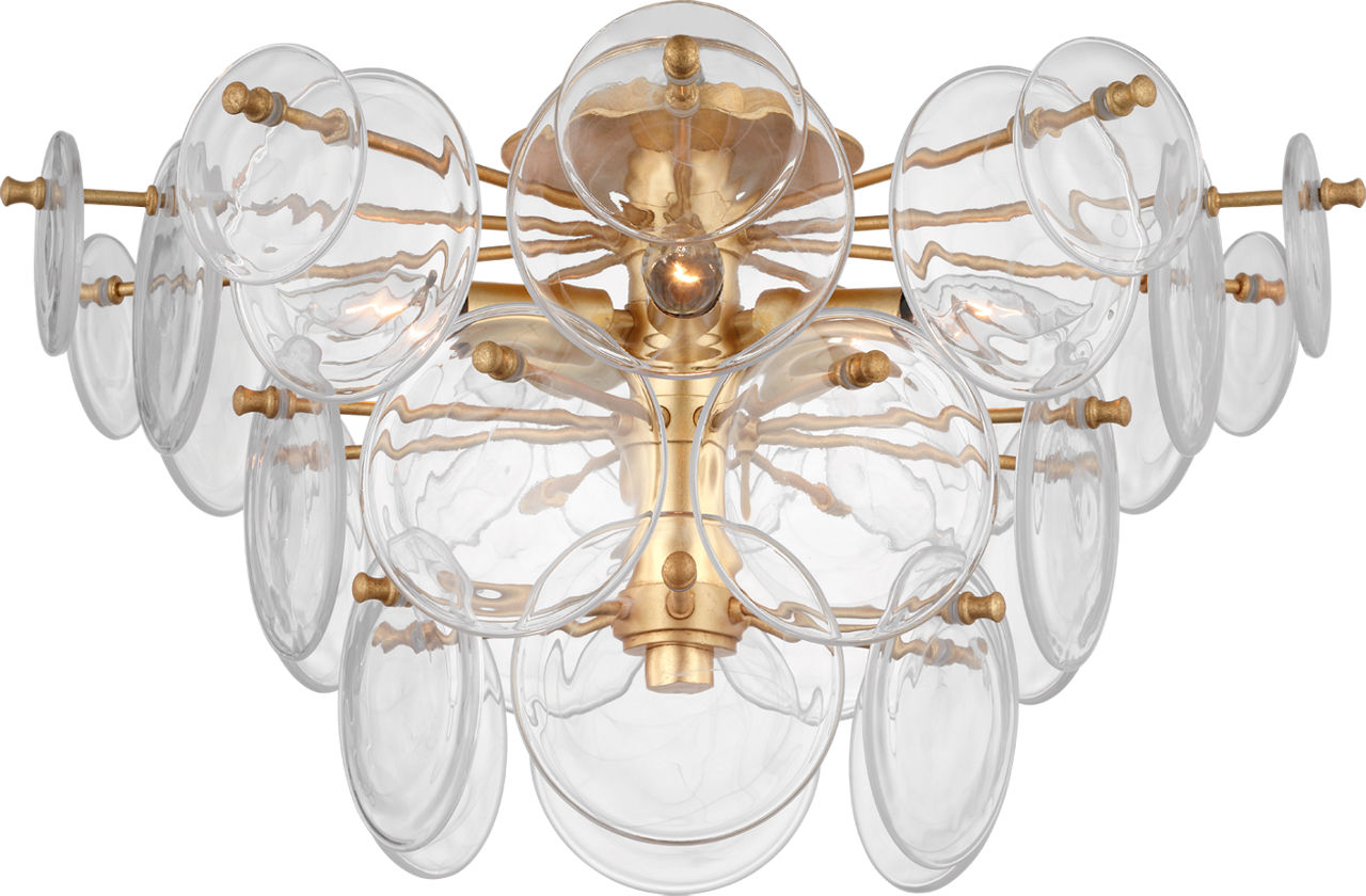 Loire Large Tiered Flush Mount in Gild with Clear Strie Glass