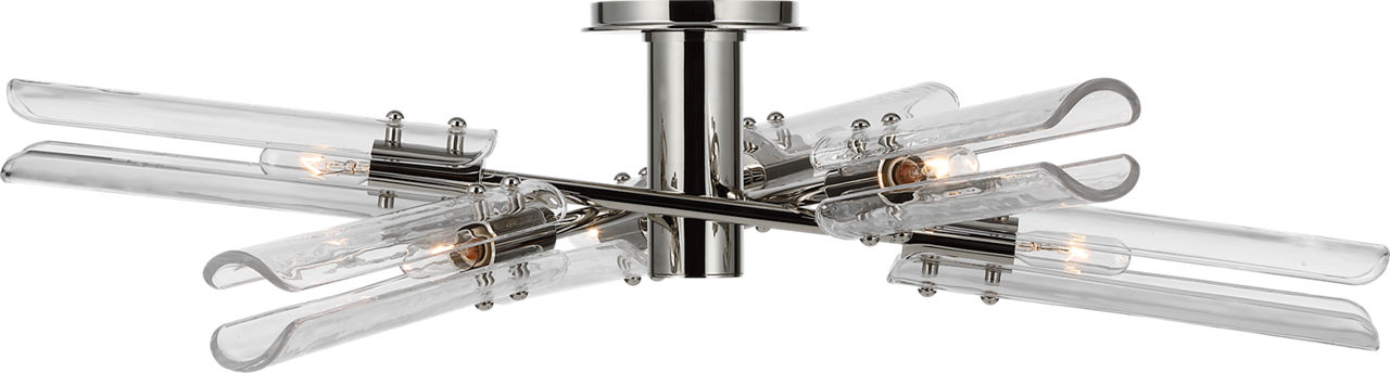 Casoria XL Radial Flush Mount in Polished Nickel with Clear Glass