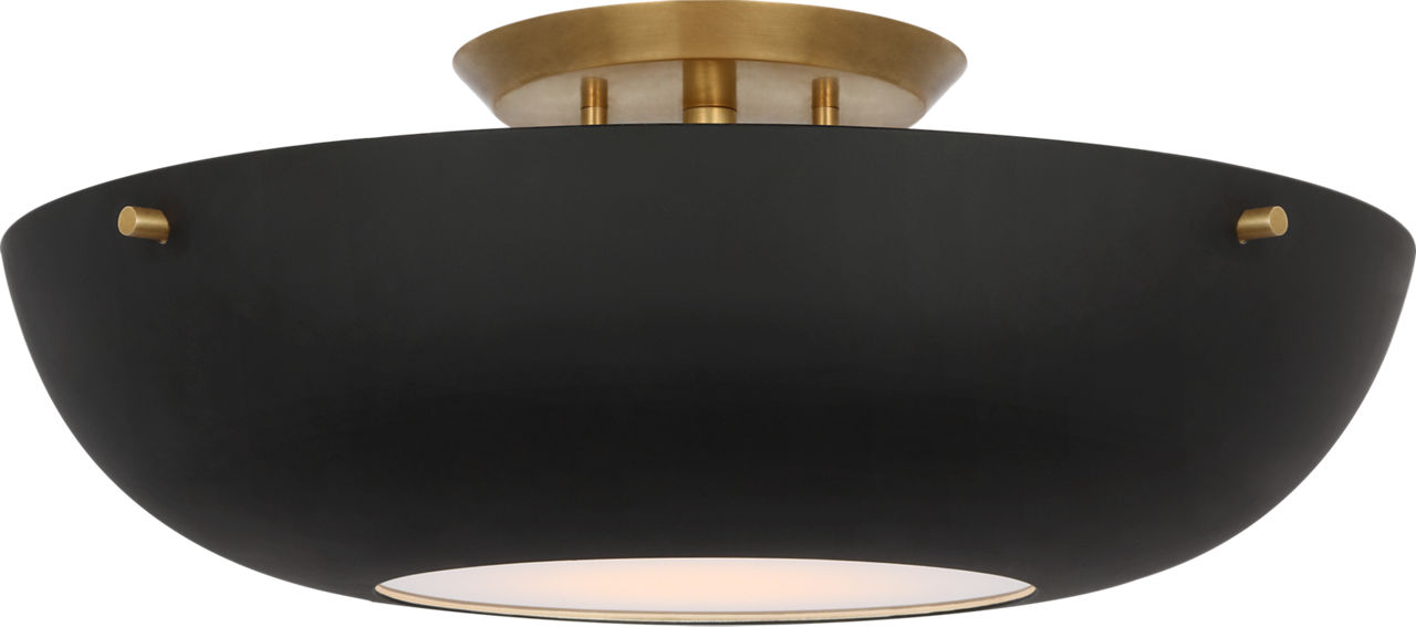 Valencia 16" Flush Mount in Hand-Rubbed Antique Brass with Matte Black