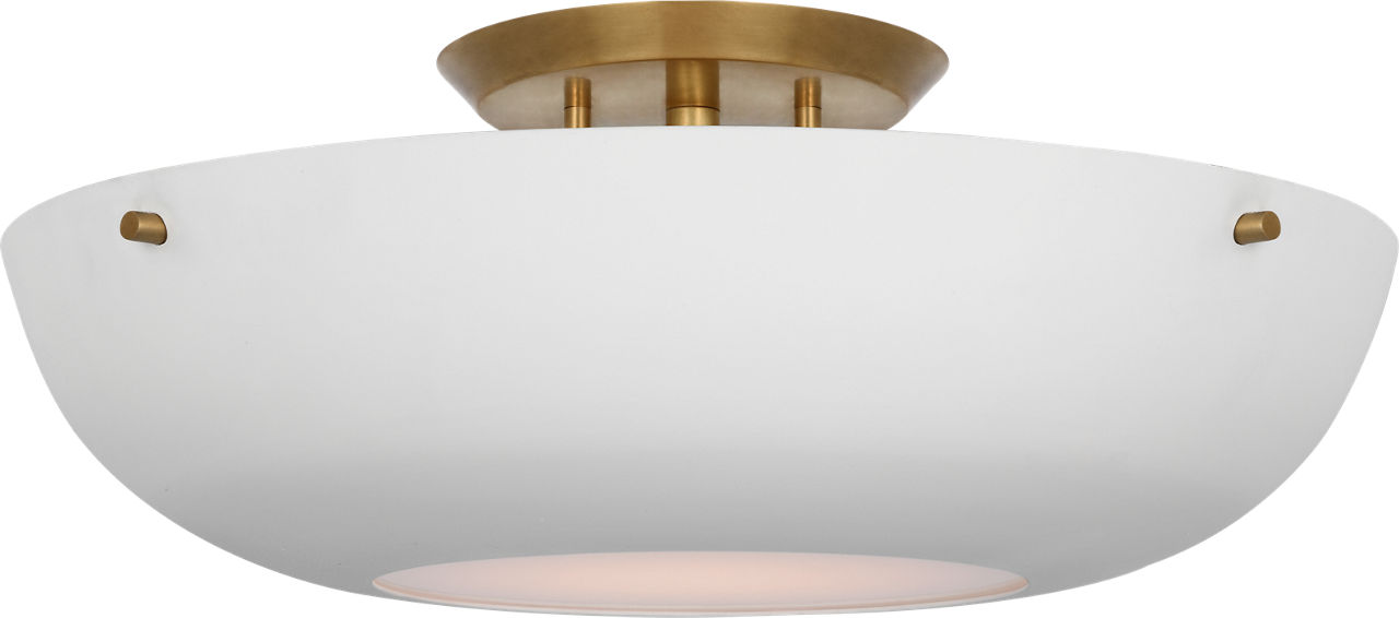 Valencia 16" Flush Mount in Hand-Rubbed Antique Brass with Matte White