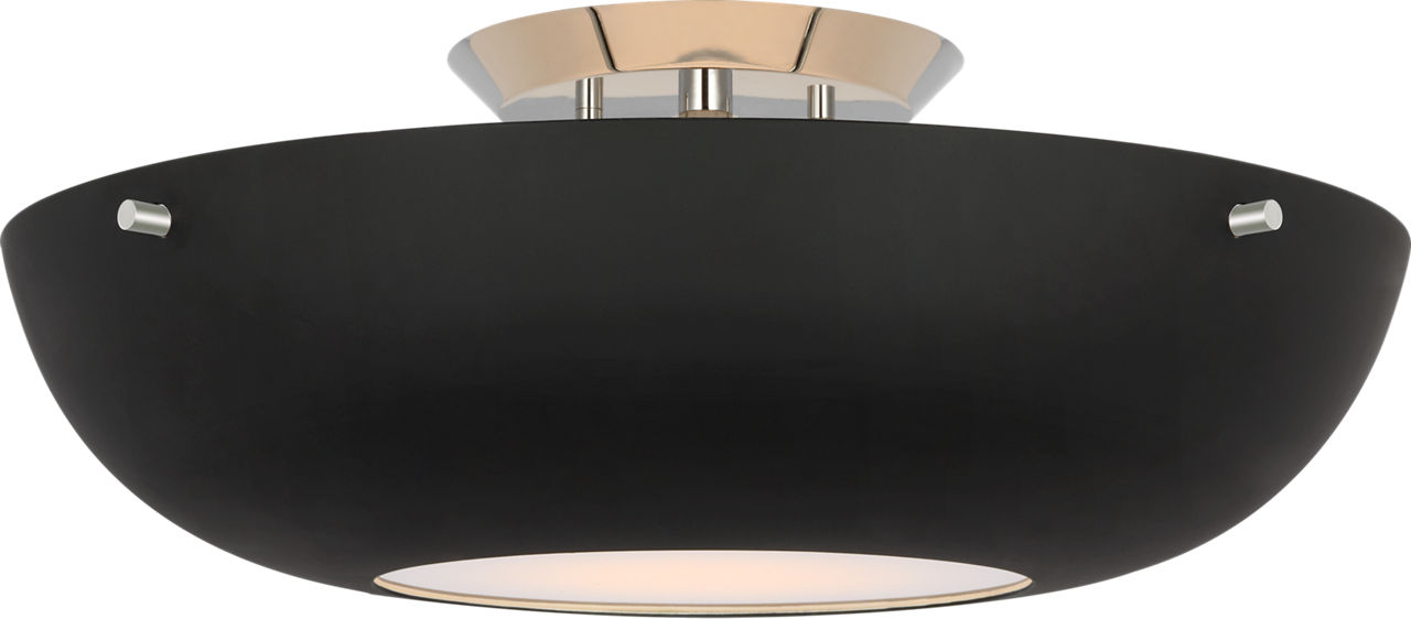 Valencia 16" Flush Mount in Polished Nickel with Matte Black