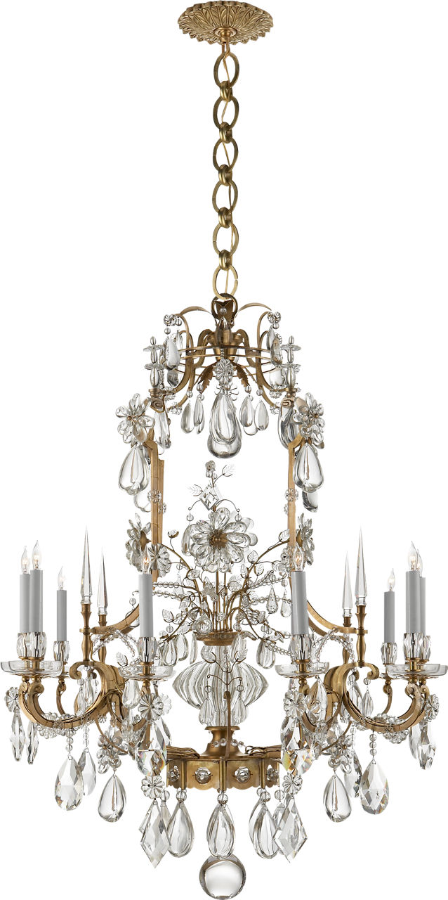 Vestry Chandelier in Hand-Rubbed Antique Brass with Crystal