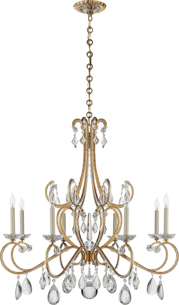Montmartre Chandelier in Hand-Rubbed Antique Brass with Crystal