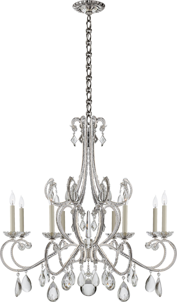 Montmartre Chandelier in Polished Nickel with Crystal