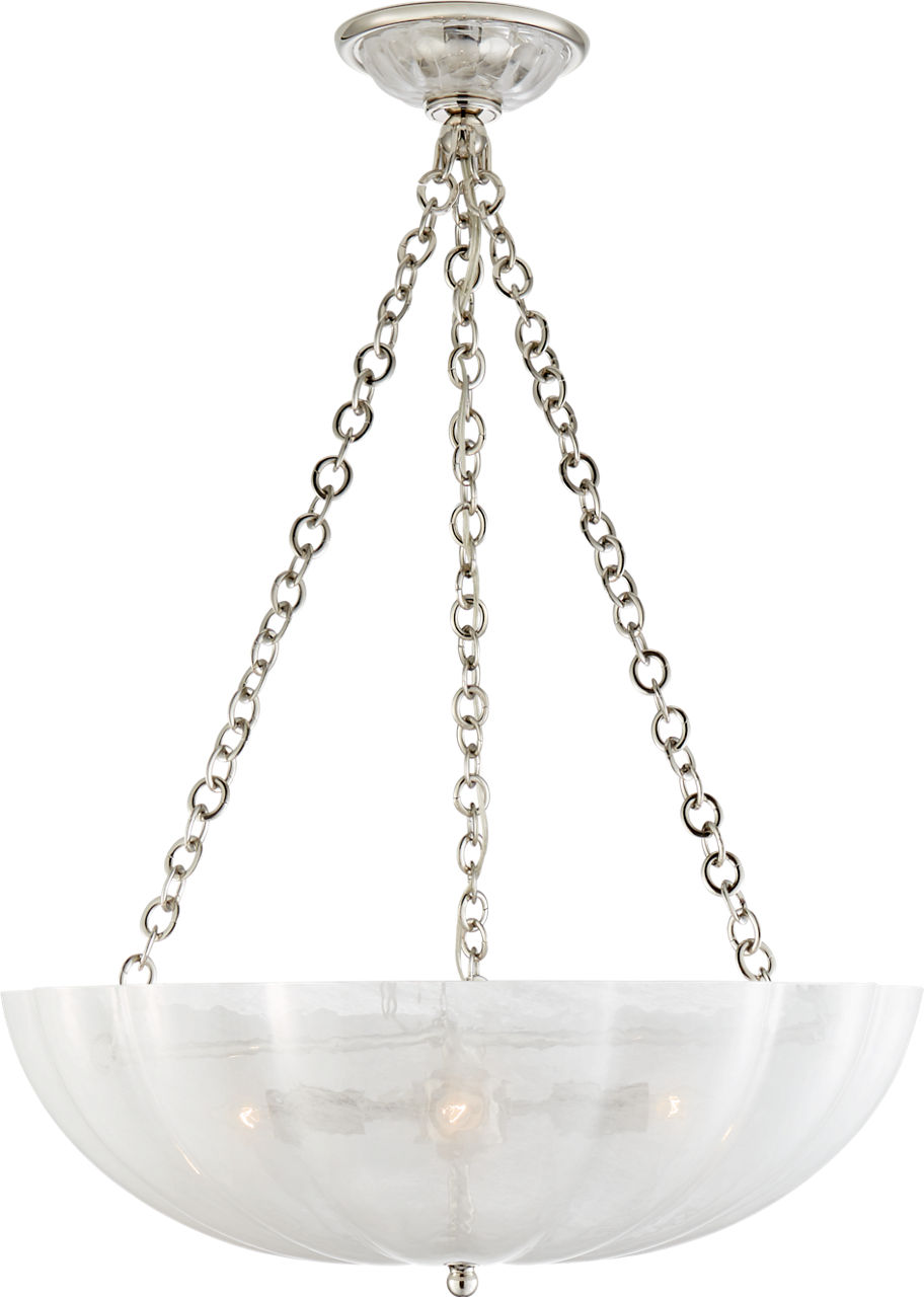 Rosehill Large Chandelier in Polished Nickel with Strie Glass