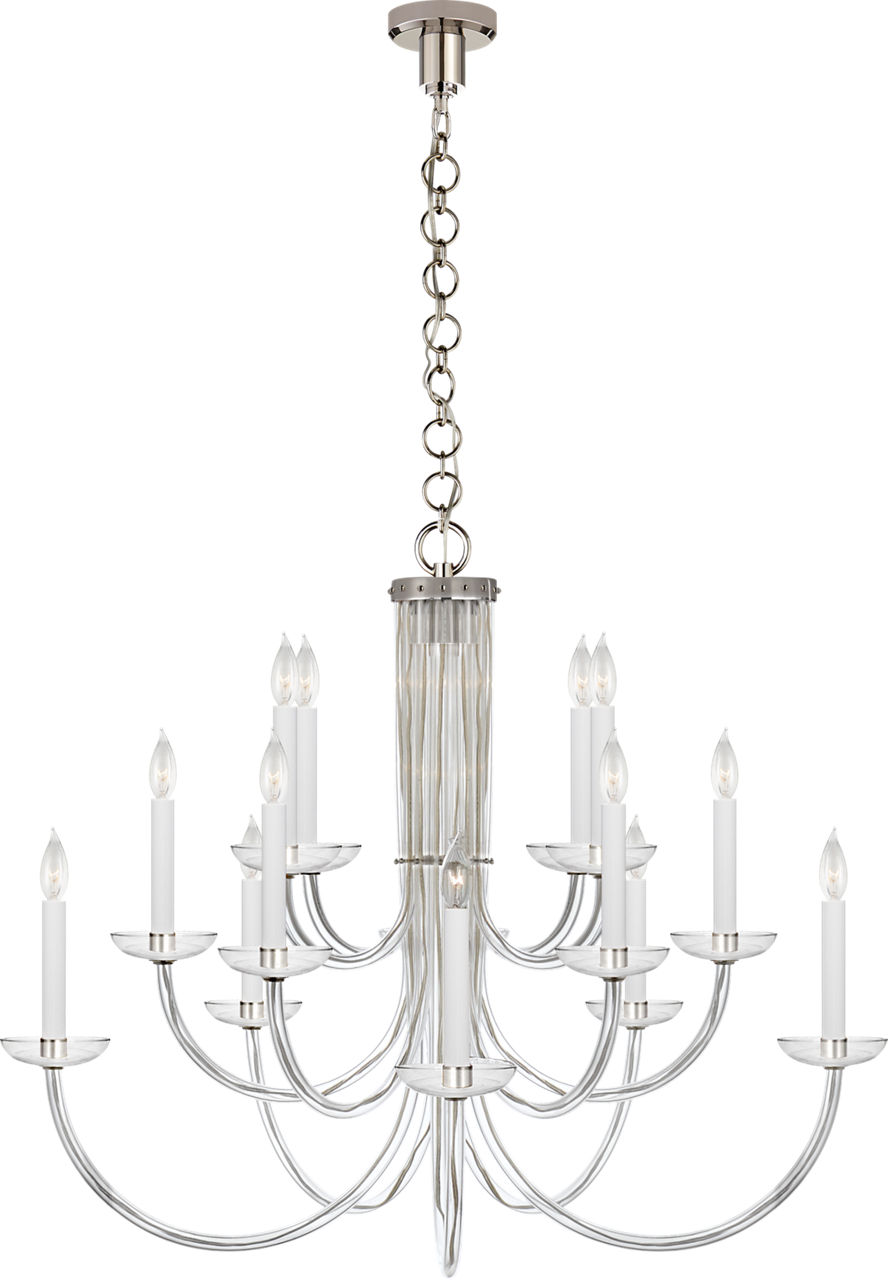 Wharton Chandelier in Clear Acrylic and Polished Nickel