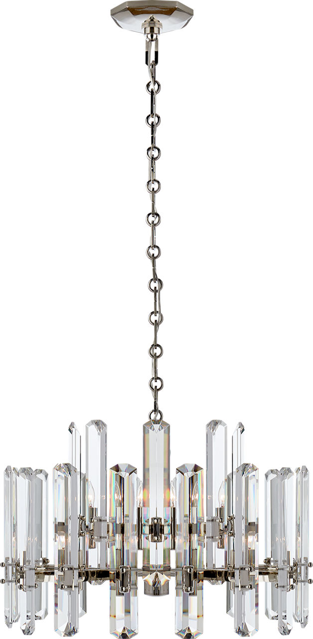 Bonnington Chandelier in Polished Nickel with Crystal