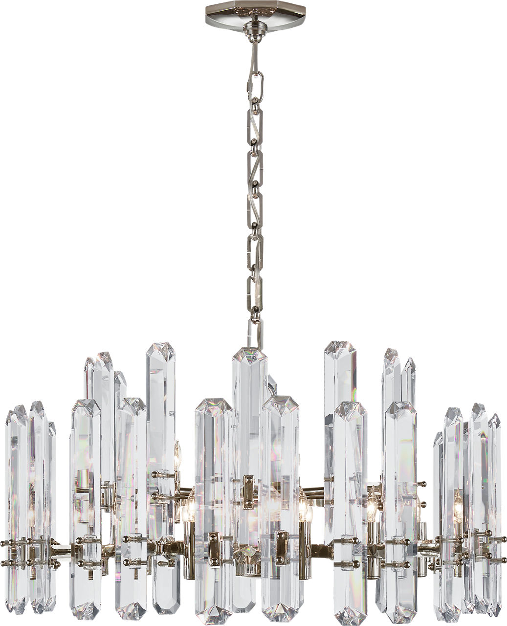 Bonnington Large Chandelier in Polished Nickel with Crystal
