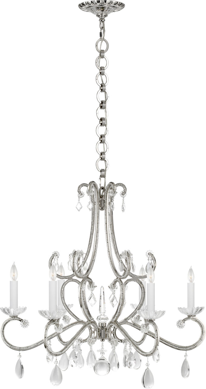 Montmartre Medium Chandelier in Polished Nickel with Crystal