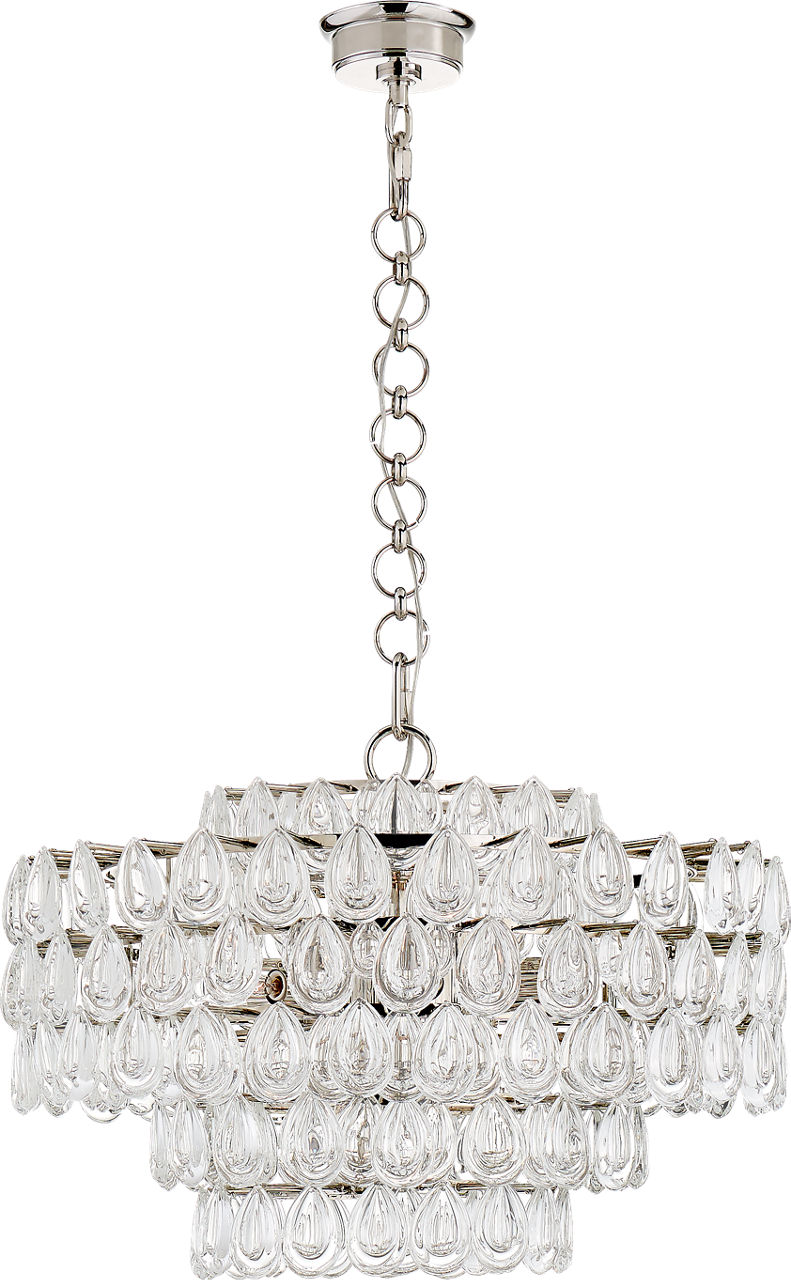Liscia Medium Chandelier in Polished Nickel with Crystal