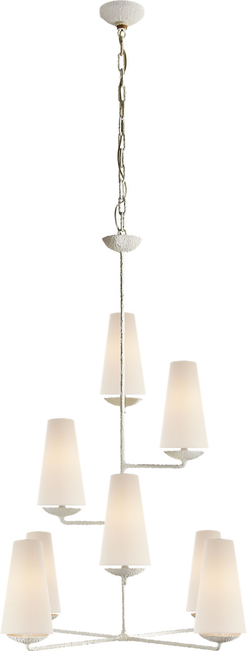 Fontaine Vertical Chandelier in Plaster with Linen Shades