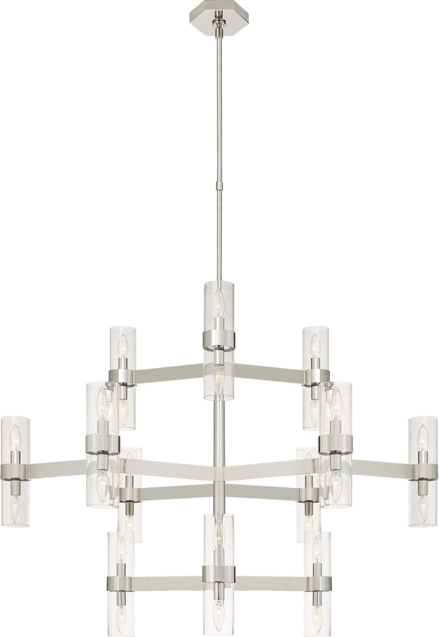 Margita Medium Chandelier in Polished Nickel with Clear Glass