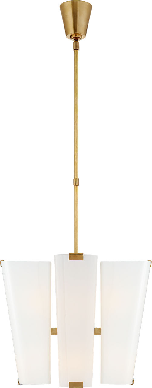 Alpine Small Chandelier in Hand-Rubbed Antique Brass with White Glass