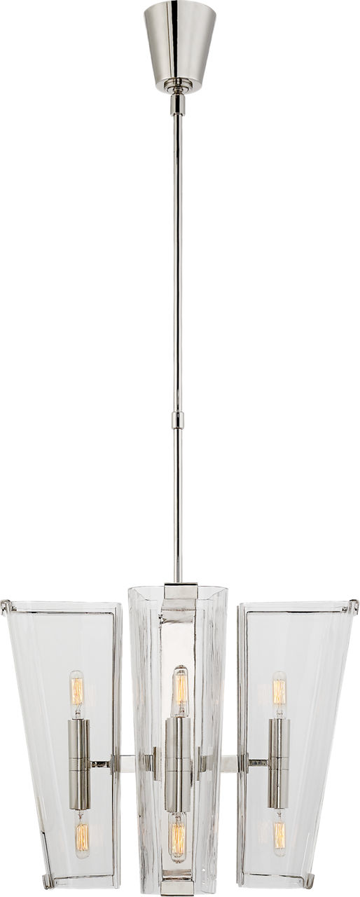 Alpine Small Chandelier in Polished Nickel with Clear Glass