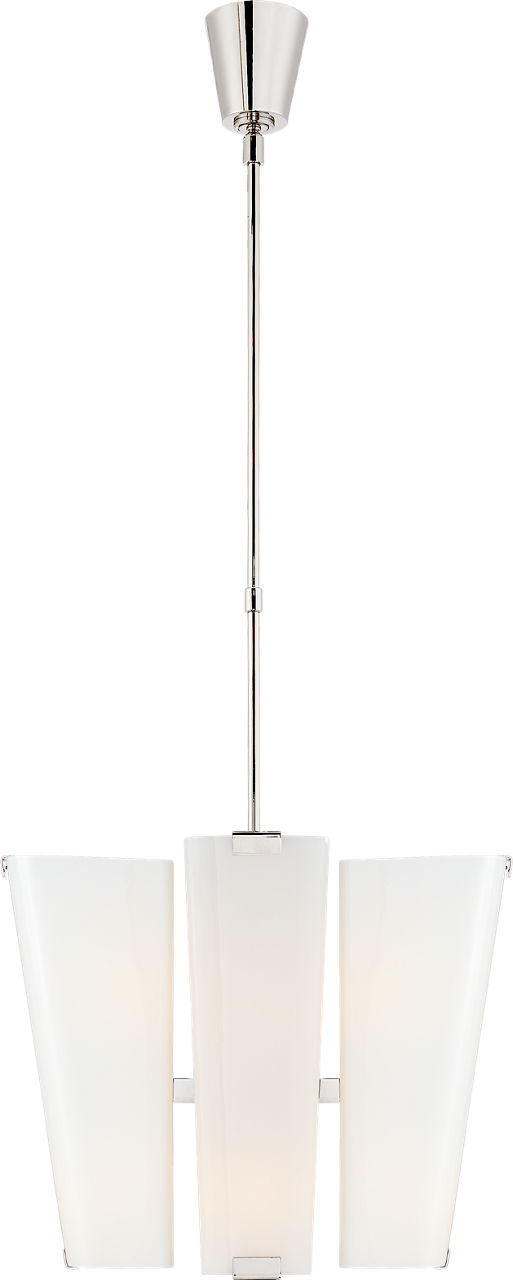 Alpine Small Chandelier in Polished Nickel with White Glass