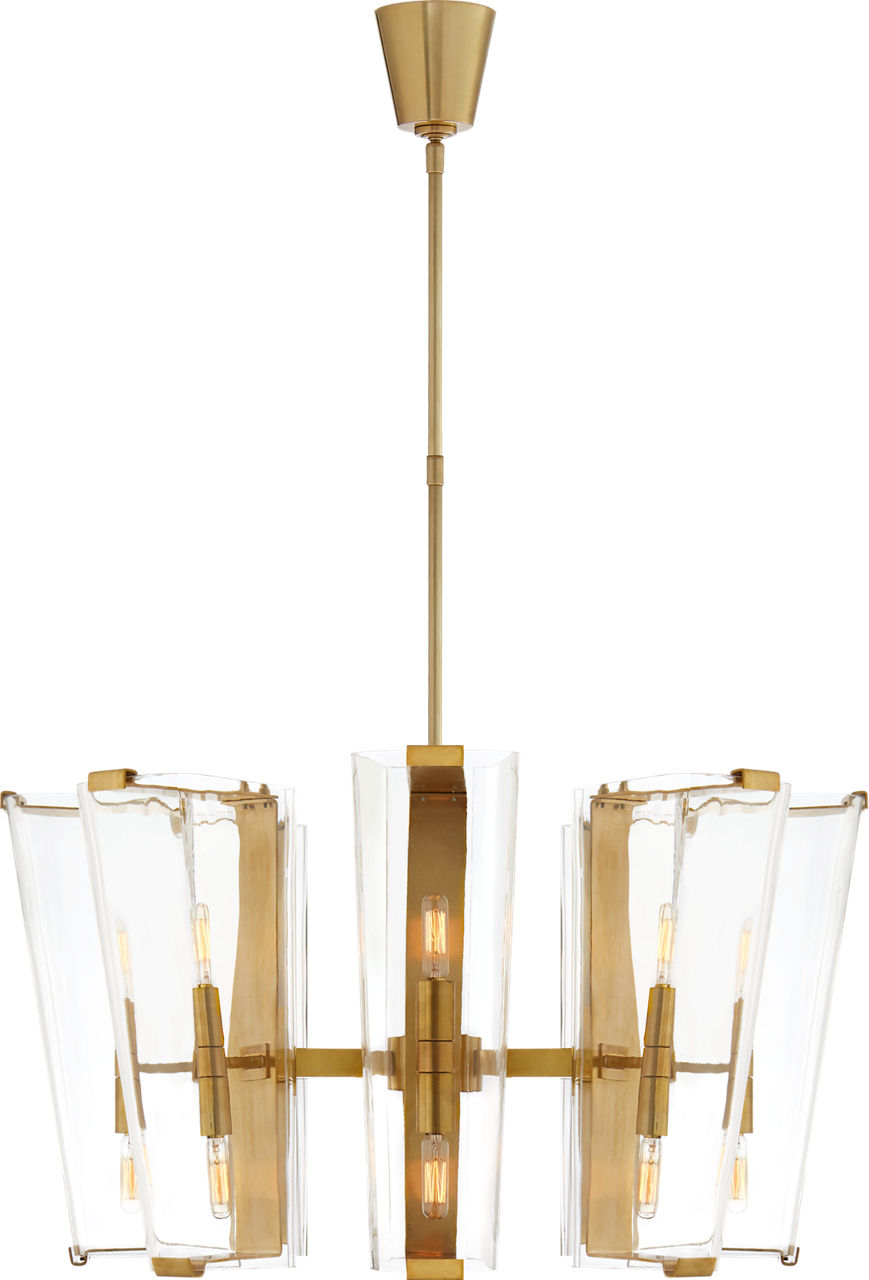 Alpine Medium Chandelier in Hand-Rubbed Antique Brass with Clear Glass