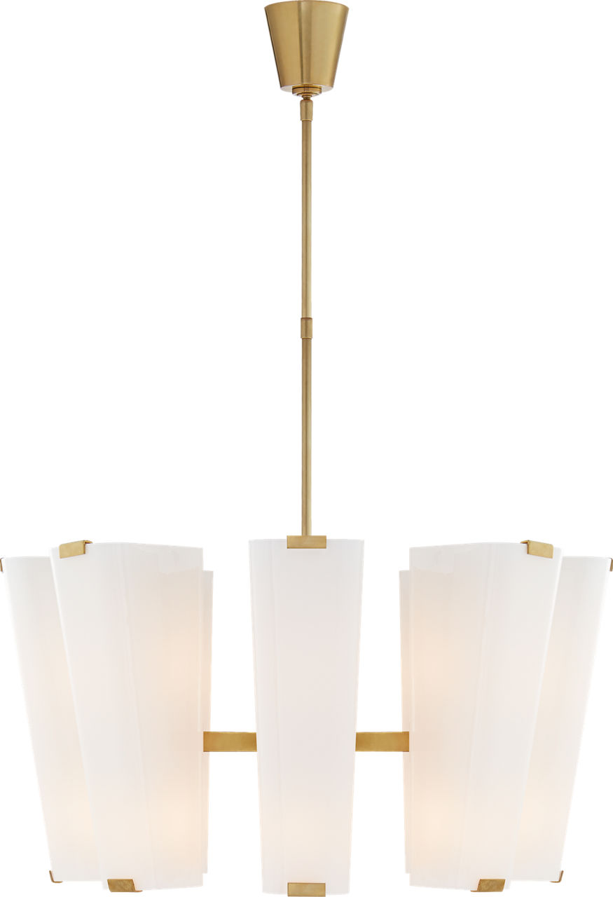 Alpine Medium Chandelier in Hand-Rubbed Antique Brass with White Glass