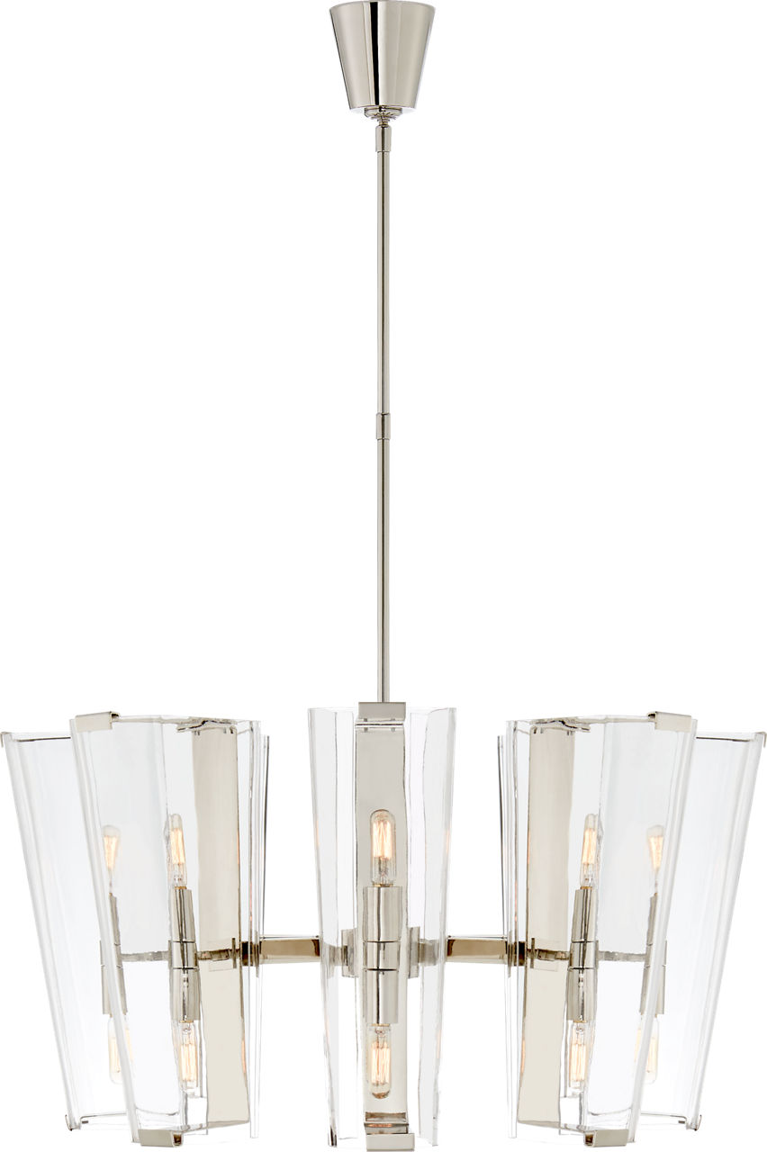 Alpine Medium Chandelier in Polished Nickel with Clear Glass