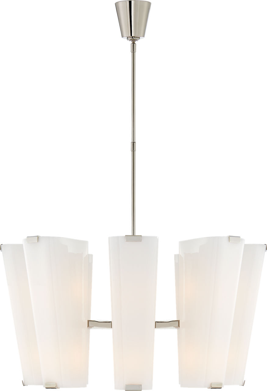 Alpine Medium Chandelier in Polished Nickel with White Glass