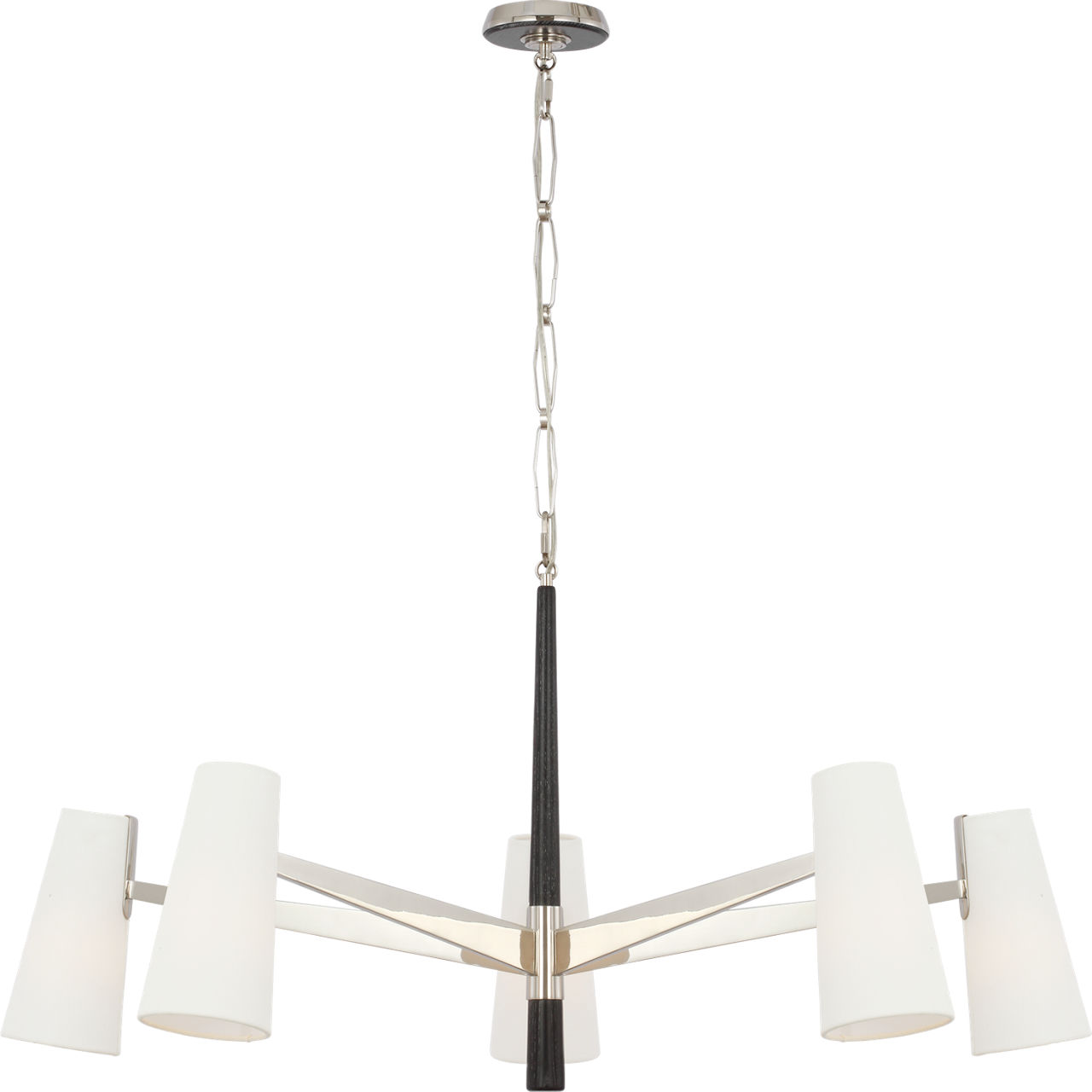 Olina 44" Chandelier in Polished Nickel and Ebony with Linen Shades