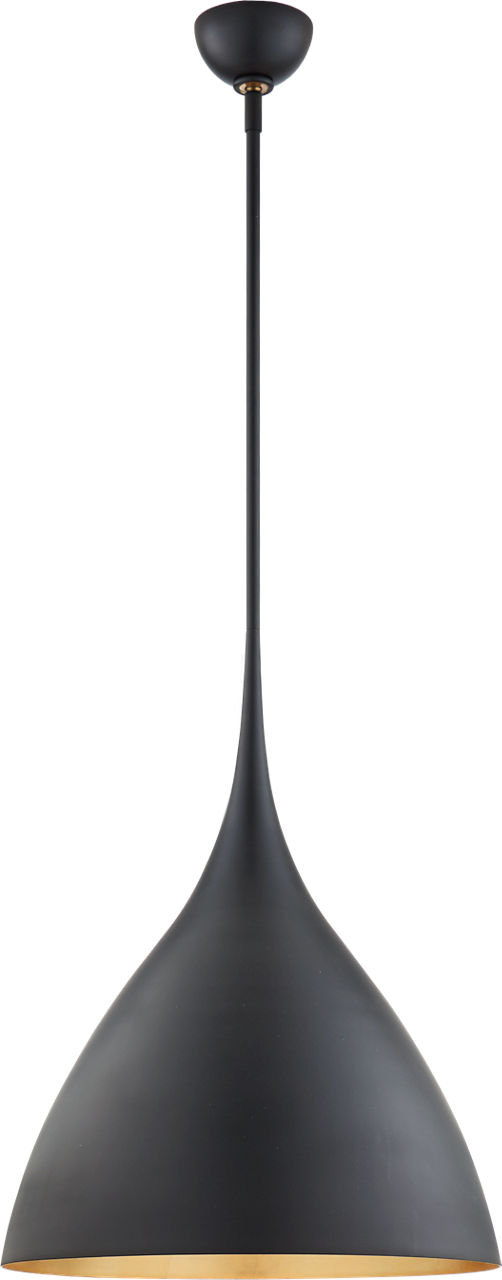 Agnes Medium Pendant in Matte Black with Gild Interior