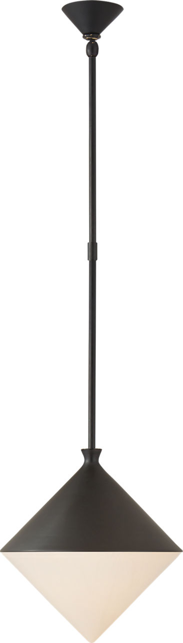 Sarnen Small Pendant in Matte Black with White Glass