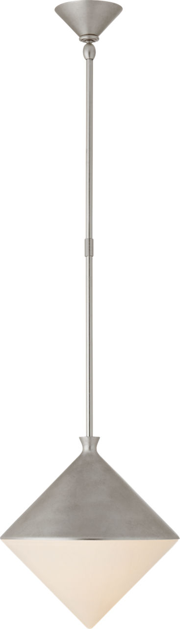 Sarnen Small Pendant in Burnished Silver Leaf with White Glass