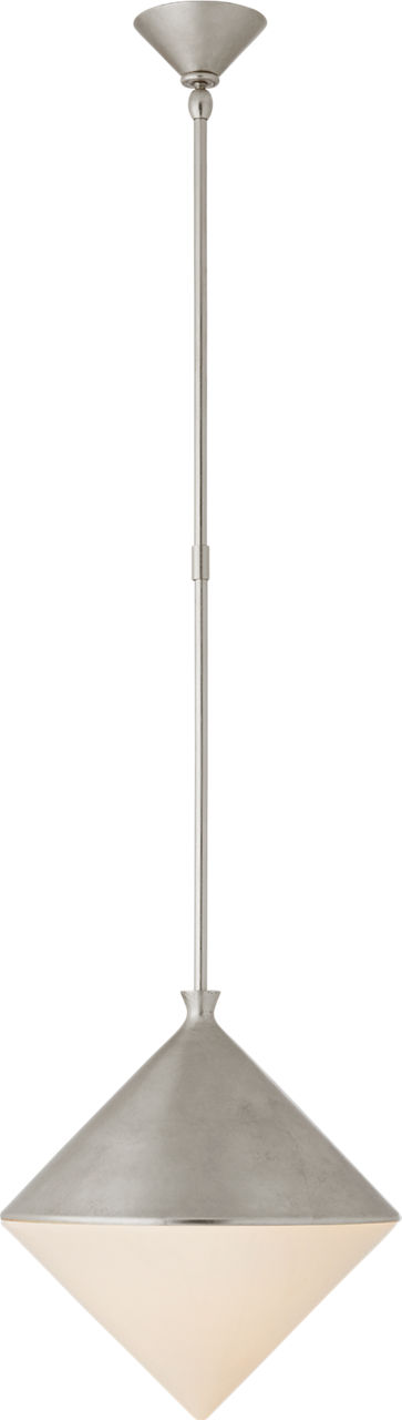 Sarnen Medium Pendant in Burnished Silver Leaf with White Glass