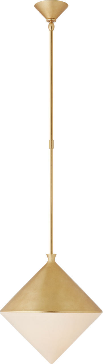 Sarnen Medium Pendant in Gild with White Glass