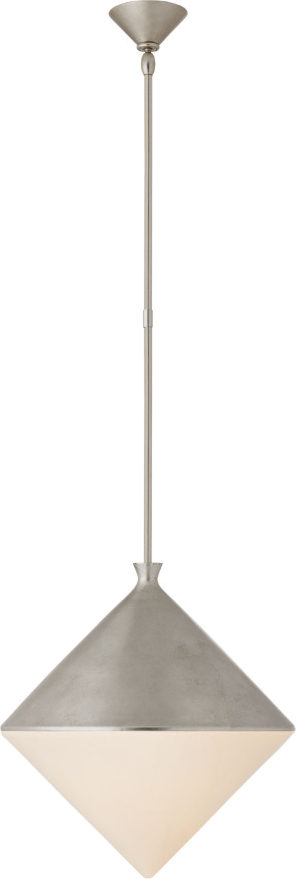 Sarnen Large Pendant in Burnished Silver Leaf with White Glass