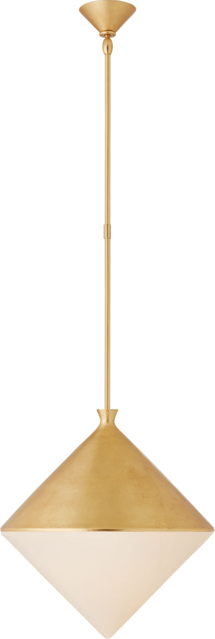 Sarnen Large Pendant in Gild with White Glass