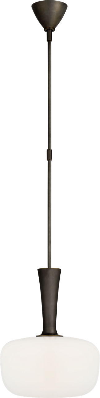 Sesia Small Oval Pendant in Bronze with White Glass